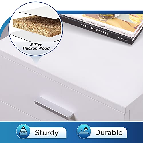 Devaise 3 Drawer Wood Mobile File Cabinet, Rolling Filing Cabinet For Letter/A4 Size, White #TOP5