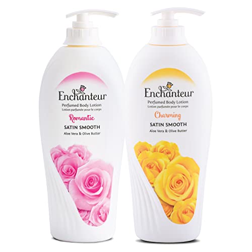 Image of Enchanteur Romantic Perfumed Body Lotion 500ml with Aloe Vera & Olive Butter for Silky Smooth Skin & Enchanteur Charming Perfumed Body Lotion 500ml with Aloe Vera & Olive Butter for Satin Smooth Skin
