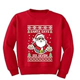 67 Kids Ugly Christmas Sweater Santa Says 6 7 Meme Unisex Boys Girls Crewneck Sweatshirt, Red, Small