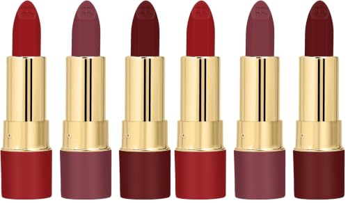 Image of Colors Queen Lippie Pack of 6 Matte Lipsticks for Women Enriched with Jojoba Oil & Vitamin E | Lightweight & Long Lasting | Creamy Smooth Texture, Nourishing Formula | One Swipe Application (Combo - 01, 15g)