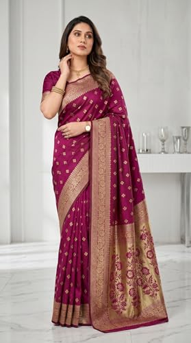 Image of C J Enterprise Women's Banarasi Saree Pure Kanjivaram Style Silk Saree With Blouse Piece for Wedding (Pari-160)