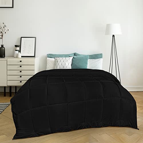 Image of Utopia Bedding Comforters King Size, All Season Duvet Insert, Down Alternative Box Stitched Bed Comforter with Corner Tabs, Machine Washable (Black)