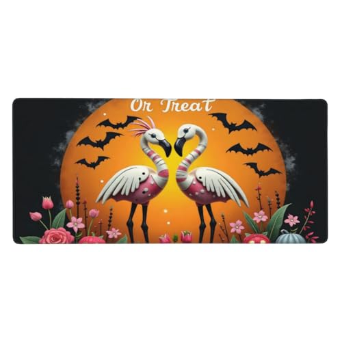 Tapis de souris de jeu avec bords cousus et motif flamant rose en caoutchouc souple