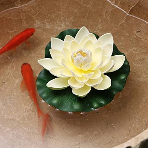 Blue Penguin Lotus Artificial Flower, Artificial Floating Lotus Flowers for Home Garden Patio Pond Decoration and Fish Tank Lotus Flower for Decoration (5.5 inch, Pack of 1) (White) 1