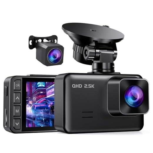 Dash Cam Front and Rear, 2.5K+1080P Dual Dash Camera for Cars, 2’’ Display Mini Car Camera, G-Sensor Dashcam, Night Vision, 24H Parking Mode, Loop Recording, 170°Wide Angle, 32GB Card Included