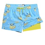 maamgic Mens Swim Trunks with Compression Liner Short Stretch Mens Bathing Suit Quick Dry Swimming Trunks Swimsuit Bubble Duck Medium