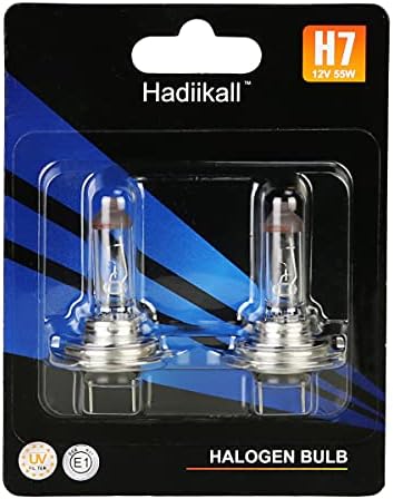 Hadiikall H7 Halogen Headlight Bulbs, 2 PCS High Beam Low Beam and Fog Replacement Bulb, 12V 55W High Performance Bulbs with Brighter Light