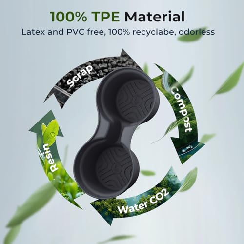 Image of Center Console Cup Holder Inserts for Honda Pilot 2016-2022 & Passport 2019-2023 & Ridgeline 2020-2023, Interior Accessories TPE Car Cup Holders Covers Protector, Black
