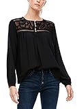 mit Knopfleiste Q/S designed by - s.Oliver Damen Bluse mit filigraner Spitzenpasse black 36