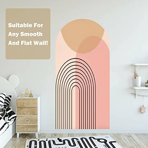 Kanworse Arch Wall Decal Mid Century Modern Abstract Art Print Geometric Organic Shape Peel And Stick Wallpaper Self-Adhesive Removable Sticker Mural Decor For Living Room Bedroom Nursery, 36''X72'' #TOP4