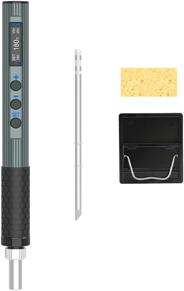 Treedix Soldering Iron Kit, 65W 100-240V USB C Portable Soldering Iron Pen, 356℉ to 842℉ Reversible Screen, Soldering Iron Station Kit OLED Color Screen Mini Digital Electric