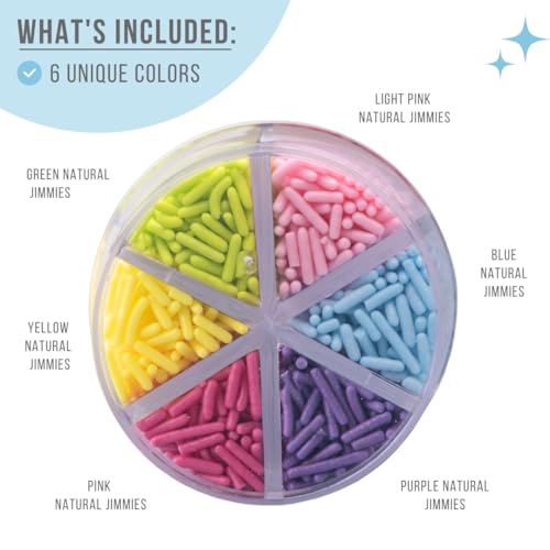Image of Sweets Indeed Sprinkles 6 Cell Edible Sprinkle Mix Jimmies Perfect for Cake Decorations Baking Ice Cream Cookies Cupcake Topper (Pastel Jimmies)