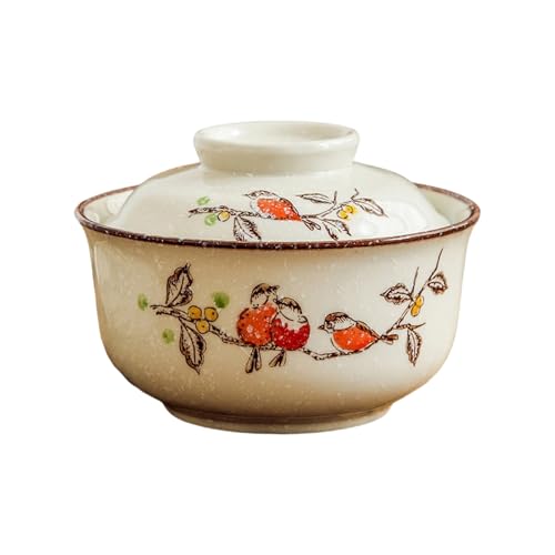Elegant Ceramic Ramen Noddle Soup Bowl with Lid Microwave Oven and Dishwasher Safe for Formal Dining and Daily Activity Soup Bow