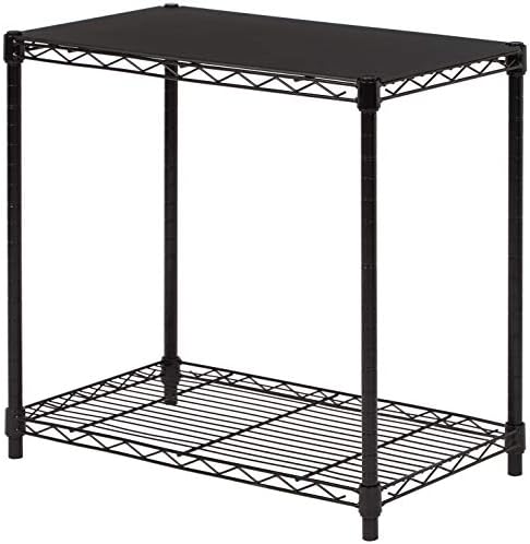 Amazon Basics 2-Tier Stackable Storage Shelf, Black, 13.3 D x 23.2 W x 22.2 H in