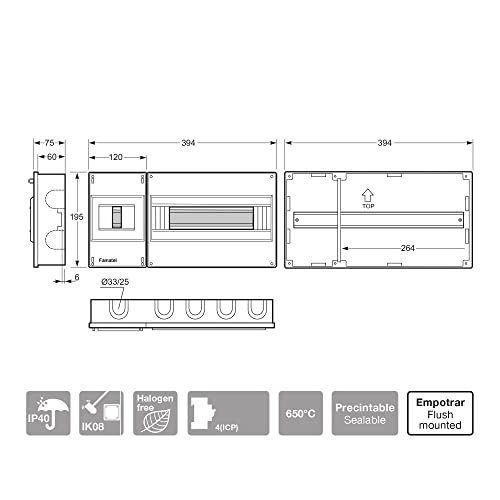 Miniatura 6 de Famatel Armario Vita Empotrar Ip40 Icp 32 14 Elementos 195 X 394 X 62 Mm Gris, Blanco