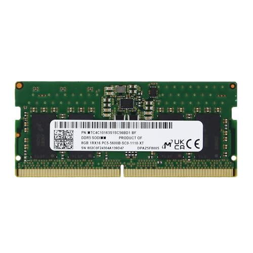 Image of Mic(Micron) Original 8GB (1x8GB) DDR5 5600MHz PC5-44800 SODIMM Unbuffered Non-ECC 1Rx16 CL46 1.1v MTC4C10163S1SC56BD1 Notebook Laptop RAM Memory Module Upgrade Adamanta