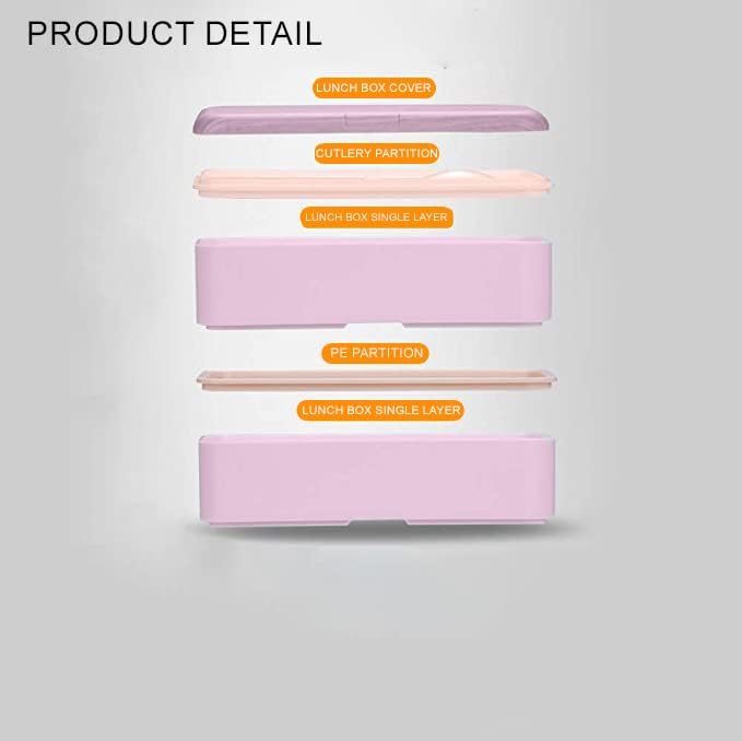 Bibi & Co. Bento Box with Built-in Utensil Set, Japanese Lunch Containers, All-in-One Adult/Kids Meal Prep Container, 2 Stackable Portable Leak-proof Large Capacity, Microwave Safe Lunch Box.