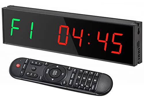 Gimnasio Timer, LED Temporizador Intervalos Aluminio Reloj Fitness Cuenta Arriba | Abajo Cronómetro con Mando Distancia, Brillo y Volumen Ajustable para Gimnasio en Casa