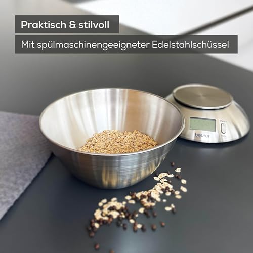 Bild 3 - Beurer KS 54 Küchenwaage, mit Edelstahlschüssel, 1,5l Fassungsvermögen, Tragkraft bis 5kg, Haushaltswaage, Schüssel spülmaschinengeeignet, Waage zum Kochen, Backen und Messen von Zutaten