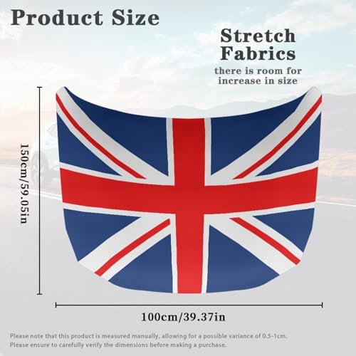 Image of British Flag Car Hood Cover Protector for Most Vehicles Sedans Trucks SUVs, Classical British Flag Stretchable Auto Accessories, British Union Jack Flag Car Bonnet Banner