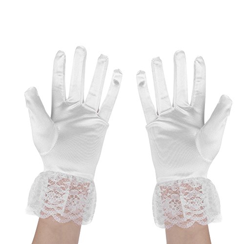 Fancy Gloves For Special Occasion Dress Formal Wedding Pageant Party Flower Girl Gloves Lace Princess Short Gloves With Bows #TOP13