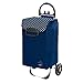 Produktbild XL Einkaufstrolley Himy Einkaufswagen in blau mit 78L - großer Trolley mit leisen Gummi Rädern bis 50kg inkl. Seitentaschen