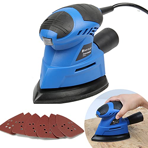 Image of Palm Sander, Mouse Detail Sander for Wood, 130W 12,000RPM Electric Power Sander, Compact Handheld Random Orbital Sander for Sanding and Polishing, with 6 Free Sanding Sheets & Dust Extraction Port