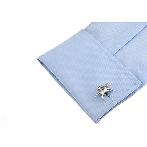 Sports Racing Riding Horse Races Plain Glossy White Metal Plated Steel Cufflinks #TOP3