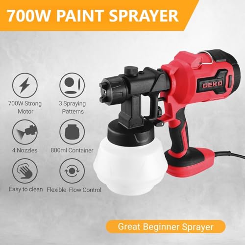 image for Paint Sprayer Gun 700W HVLP: DEKOPRO Electric Spray Paint Gun, Easy to