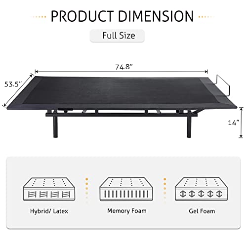 Sha Cerlin Electric Adjustable Bed Base, Ergonomic Basic Full Size Bed Frame With Upgraded Motors And Wireless Remote Control, Independent Head And Foot Incline, Assembly Required #TOP1