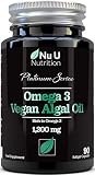 Vegan Omega 3 Rich Algae Oil Capsules with Vitamin E - 1300mg Algae Oil - Vegan...