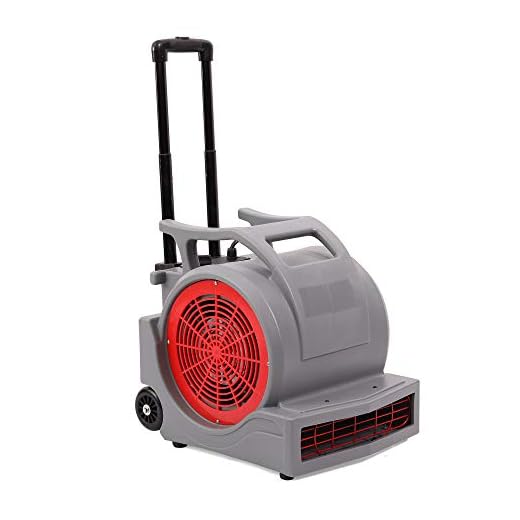 Mounto 3-Speed 1Hp 4000 Plus CFM Monster Air Mover Floor Carpet Dryers with Handle Wheelkit (Gray)