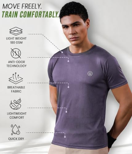 Image of CHKOKKO Gym T Shirts for Men Workout Activewear Solid Quick Dry Sports Tshirt for man Breathable Lightweight Half Sleeve Regular Fit Round Neck Running Boys T Shirt