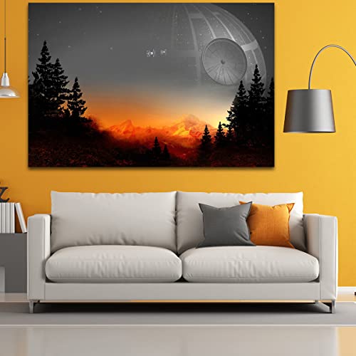 Offbe Movie Anime Poster Death Star Wall Art Canvas Print Wall Art Death Star Poster Canvas Painting For Bedroom Decor Living Room 16X24Inch Unframed #TOP3