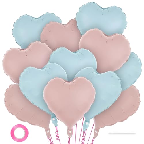 Image of 12 Pcs Colorful Heart Balloons,18 Inch Heart Foil Balloons Love Balloon Valentine Balloon for Birthday Party Wedding Engagement Party Baby Shower Valentine Day Decorations