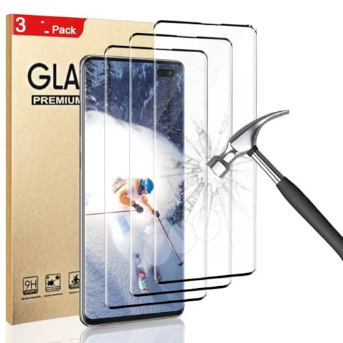 3 Pack Galaxy S10 Plus Screen Protector, 9H Tempered Glass, Ultrasonic Fingerprint Support, 3D Curved Coverage,HD Clear Scratch Resistant for Galaxy S10 Plus(6.4 Inch) Glass Screen Protector