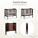 Dream On Me 2-in-1 Folding Portable Compact Mini Baby Crib in Espresso, GreenGuard Gold & JPMA, US Patented Flat Folding System, Locking Wheels,1″ Mattress Pad, Space-Saving Quck Fold Easy Storage