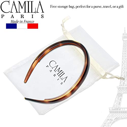 Camila Paris AD44 French Fashion Headband for Women, Very Flexible with Teeth for Strong Hold Grip, Women\'s Hairband, No Slip and Durable Styling Girls Hair Accessories, Made in France with Cellulose
