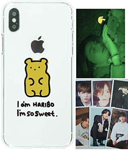 BTS iPhone case Jungkook + Photocard, BTS Merchandise Compatible with X/XS, XS Max, XR, 8/7, 8 Plus/7 Plus, 6/6S, 6 Plus/6S Plus, Cute Bear Pattern for Army (iPhone X/XS(Big Bear))
