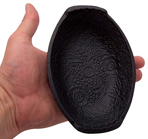 47Th & Main Durable Black Cast Iron Bowl, Medium, Ornate Oval #TOP4