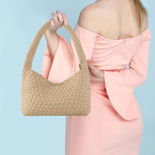 Bolso tejido para mujer, de cuero vegano, bolso bandolera y cartera pequeño, bolso de compras a la moda miniatura 2
