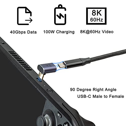 2 Pack 90 Degree Right Angle Usb-C 4.0 40Gbps Pd 100W 8K 60Hz Male To Usb-C Female Adapter, Owltree 90 Degree Type-C Adapter Extender Compatible For Steam Deck, Switch, Notebook, Tablet, Mobile Phone #TOP1