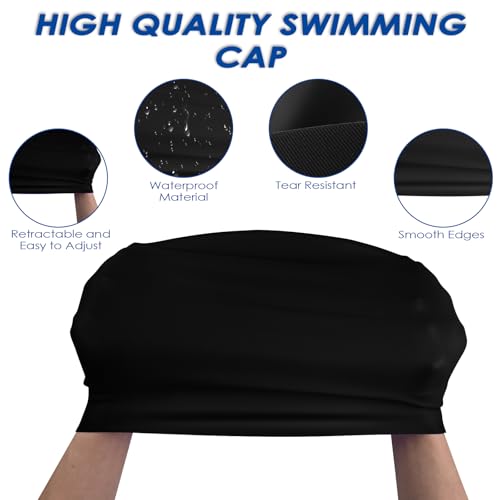 Dalephoric Gorro de Natación Mujer, Gorro Piscina Mujer de Silicona, Impermeable, Tejido Elástico y Secado Rápido, Swimming Cap, Suave y Cómodo, para Pelo Largo, Trenzas, Rizos y Afro, Negro