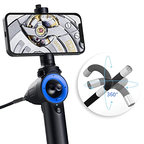 内視鏡 360 度関節式内視鏡カメラ 4 方向ボアスコープ検査カメラ、直径 6.0 mm ケーブル長 1 m、8 LED 付き、自動車用