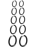 Sacina Set 5 Pairs of Black Hoop Earrings - Stainless Steel Hoop Earrings for Grunge, Punk, Gothic Styles - Christmas Jewelry Gift for Women
