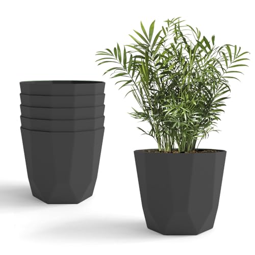 Image of YUCCABE ITALIA SHERA Hexa Plastic Planter Pot for Plants | Decorative Flower Pot | UV Protected Lightweight Indoor Outdoor Gamla for Home Decor, Balcony, Garden & Living Room