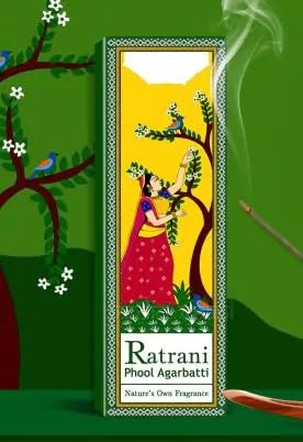 Incienso Rat Rani Phool varillas de fragancia de alta calidad para rezar y ambientar espacios