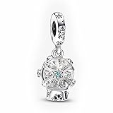 LaMenars Snowflake Glass Ball Pendant Charm for 925 Sterling Silber für Damenarmbänder Halsketten Dangle Anhänger für Valentinstag Muttertag Mädchen Geschenk