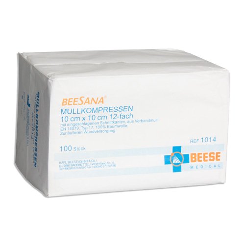 100 compresas de gasa no estériles de 8 capas (7,5 x 7,5 cm)
