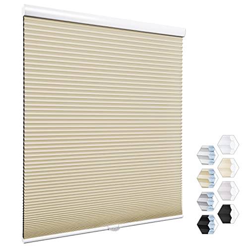 Moonice Cordless Blackout Cellular Shades, Aluminum Cellular Blinds for Windows Door, Customize Honeycomb Window Blinds & Shades for Home Kitchen Bedroom Children Room Office, Easy to Install